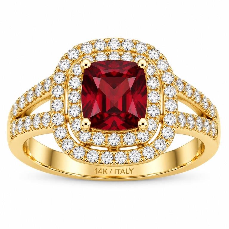 14K/Italy Stamped Yellow Gold 1.5CT Princess ct Red Ring 10US-Bonus Gift