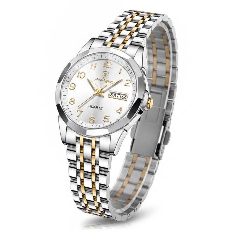 Jewelzmerchants – Luxury Two-Tone White Dial Waterproof Watch