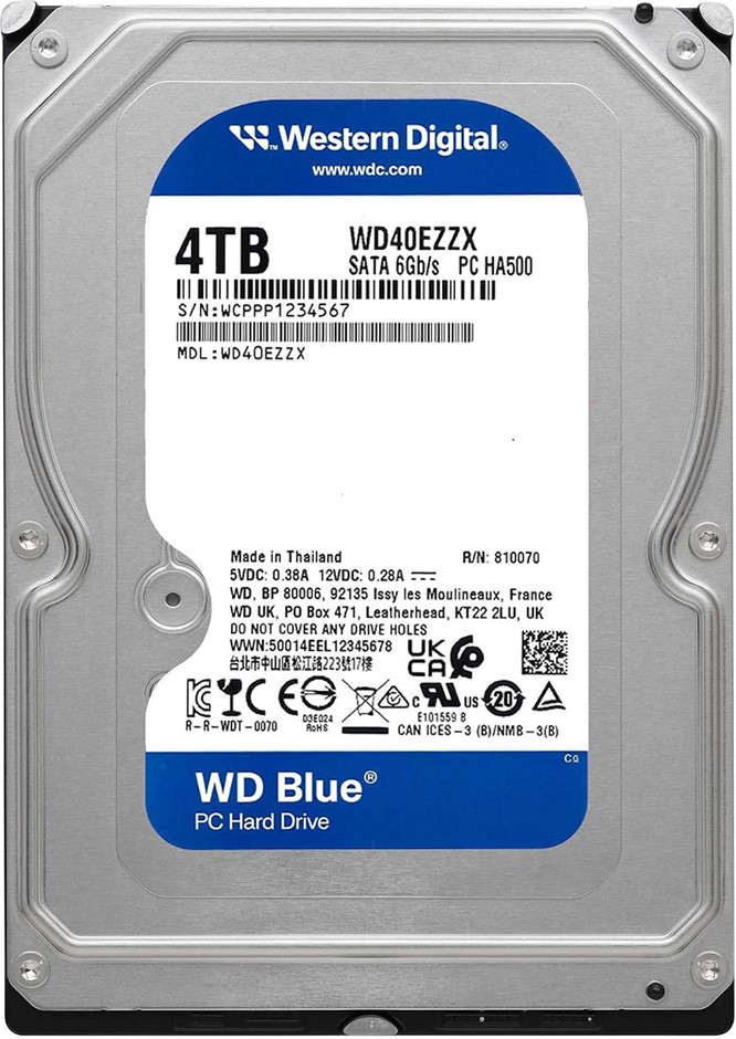 Western Digital WD Blue Internal HDD 4TB CMR 3.5 Inch SATA Cache 128MB 5400