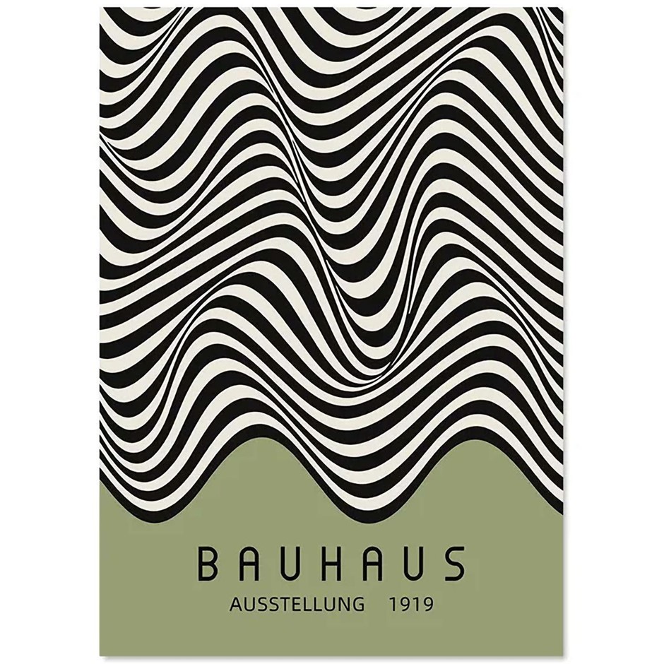 Bauhaus Green Abstract Canvas Painting Poster Print