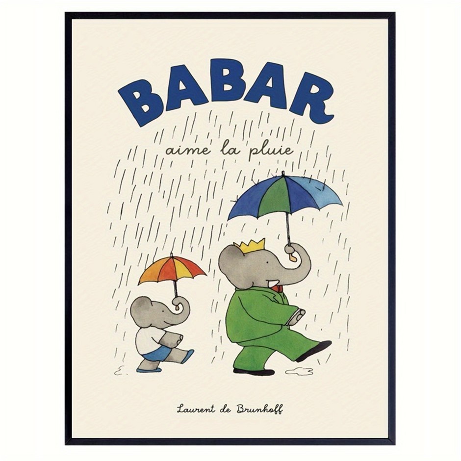 Repro Poster 1975 "BABAR LOVES THE RAIN" Poster Print