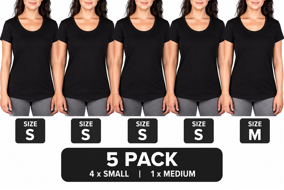 5 PACK SIGNATURE Women's Pima Cotton Tee, Size Small and Medium, 100% Pima