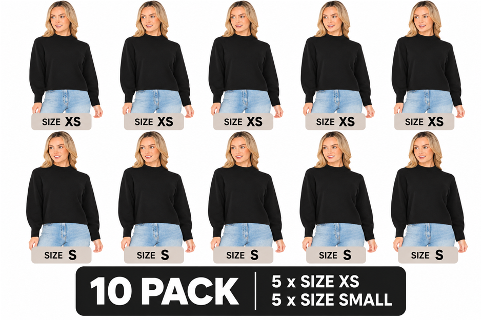 10 PACK ADVENT Lauren Ultra Soft Sweater, Size XS and Small, 55% Cotton, Bl