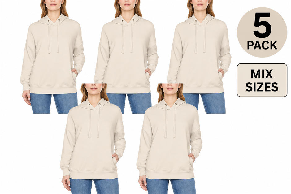 5 PACK BUFFALO DAVID BITTON Women's SuperSoft Hoodie, Mix Sizes, Clear Opal