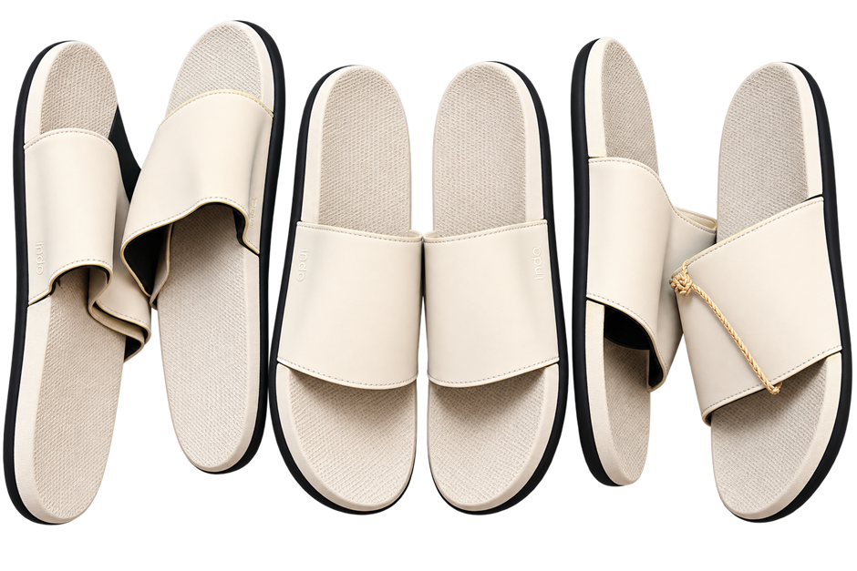 3 PAIRS of INDOSOLE Slide Sandals, Beige/Cream, Mix Sizes.