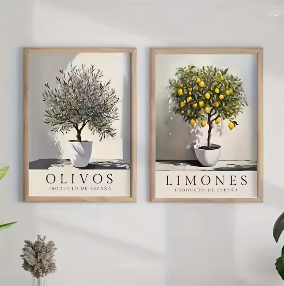 TWO PIECE Mediterranian Style " Olive Tree" CANVAS Prints