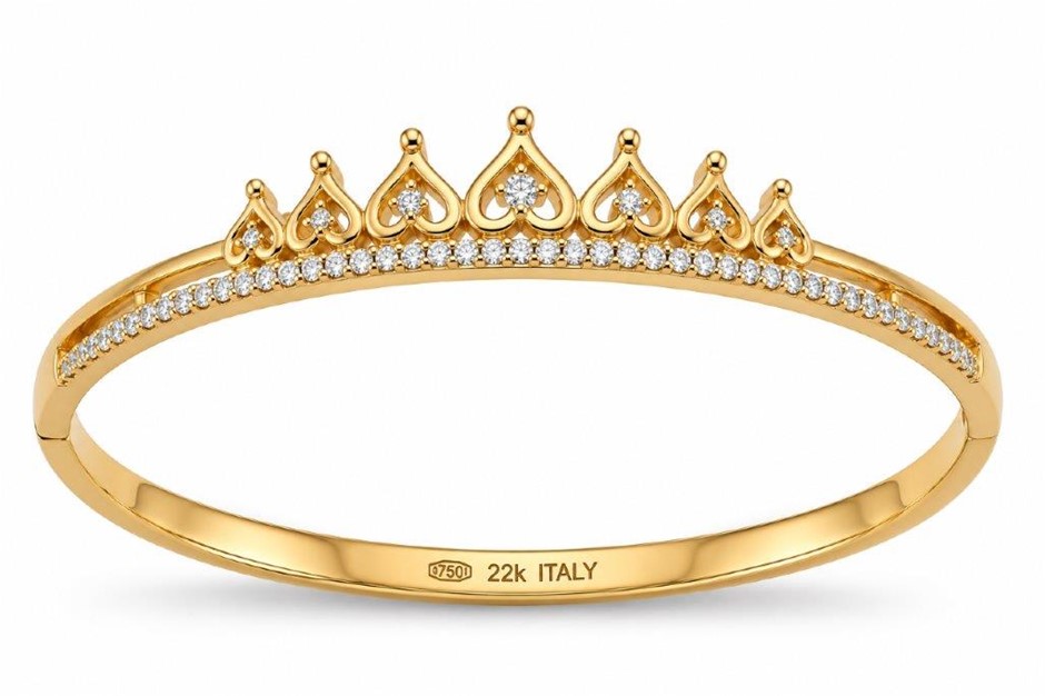 22K/Italy Yellow Gold Bonded Bangle -(stamped 22K/Italy)-Warranty Quality