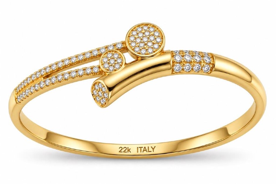 22K/Italy Yellow Gold Bonded Bangle -(stamped 22K/Italy)-Warranty Quality