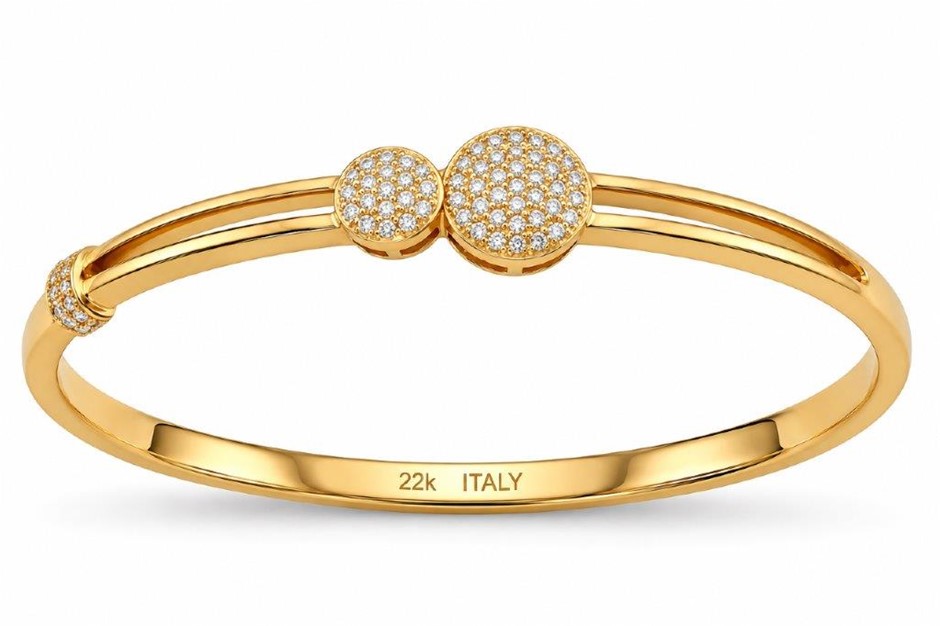 22K/Italy Yellow Gold Bonded Bangle -(stamped 22K/Italy)-Warranty Quality