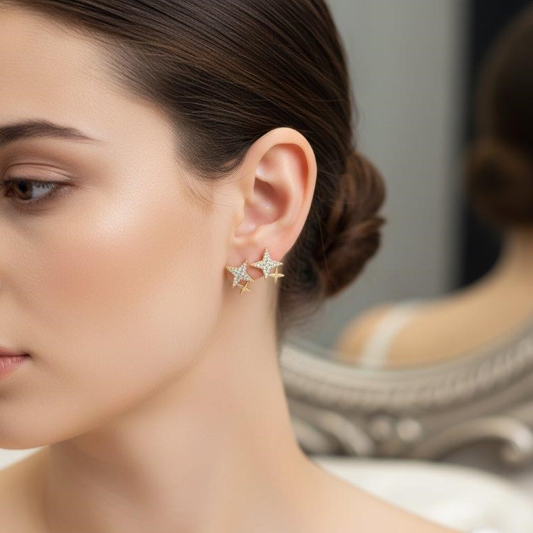 18K/Italy Gold Bonded Earring -(stamped 18K/Italy)-Warranty Quality