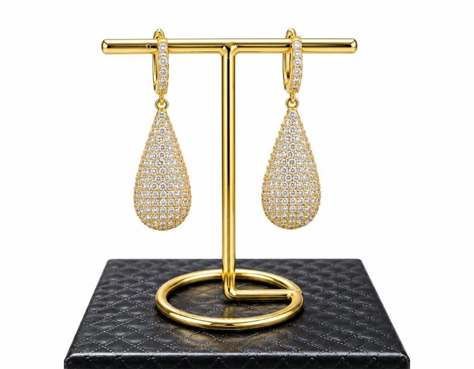 18K/Italy Gold Bonded Earring -(stamped 18K/Italy)-Warranty Quality