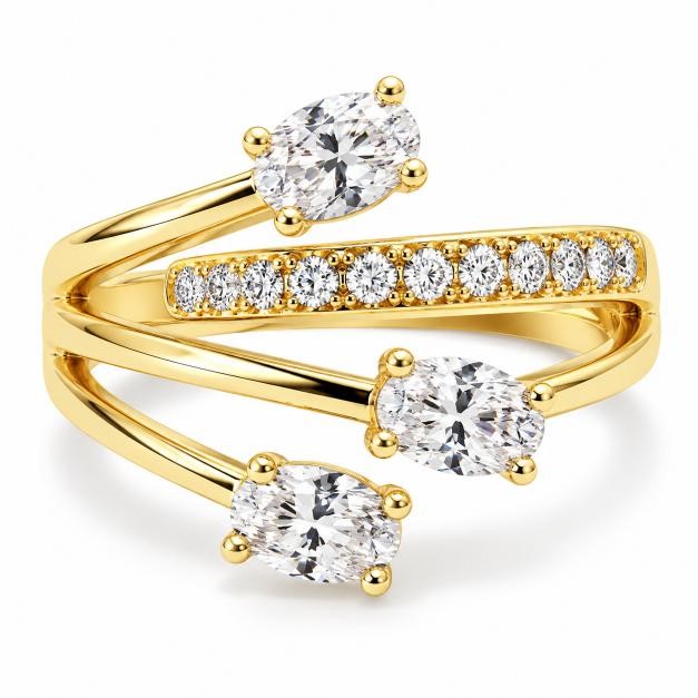 14K/Italy 1.5ctw Oval Cut Yellow Gold Bonded Ring(stamped) 8US