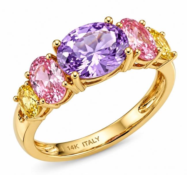 18K/Italy 3.0ctw Oval Cut Yellow Gold Bonded Ring(stamped) 10US