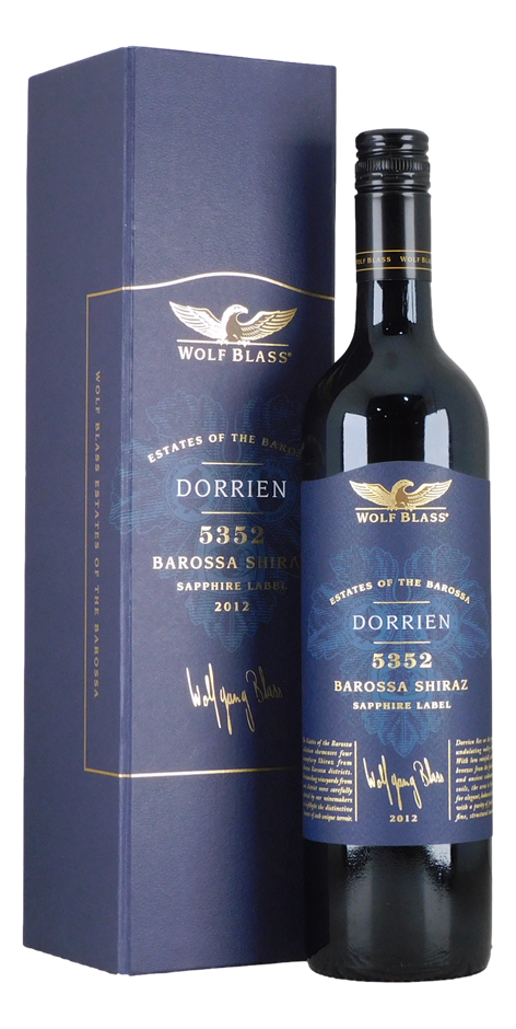Wolf Blass Dorrien 5352 Sapphire Label Shiraz 2012 (1x 750mL), Barossa.
