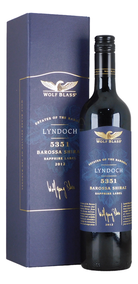 Wolf Blass Lyndoch 5351 Sapphire Label Shiraz 2012 (1x 750mL), Barossa.
