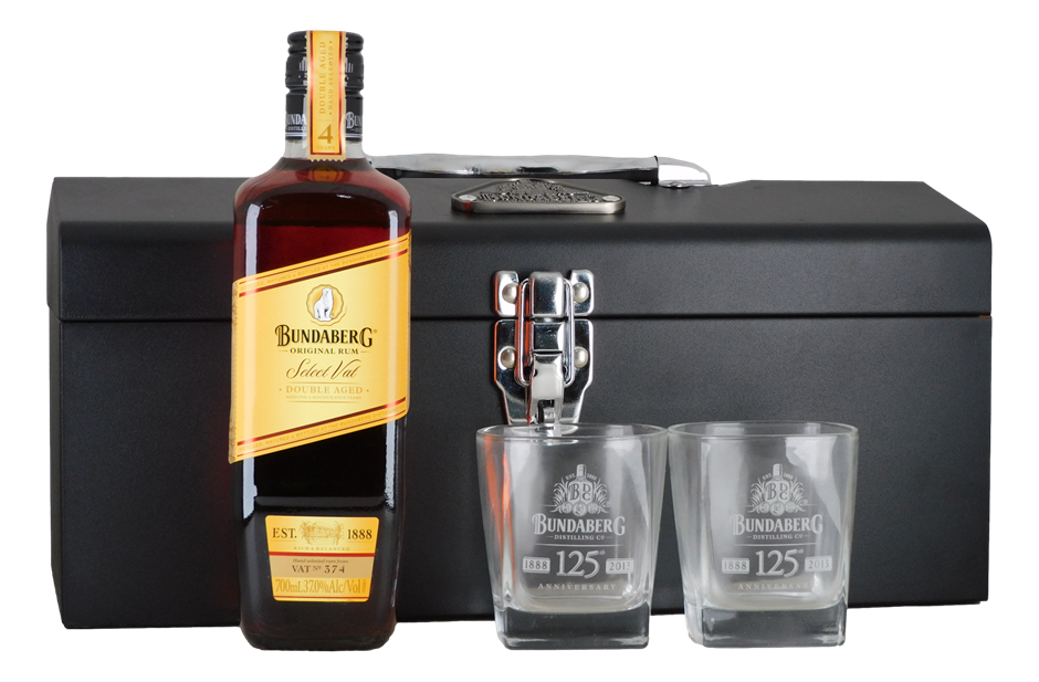 Bundaberg Rum Toolbox & Original Select Vat & 2 Glasses (1x 700mL), QLD.