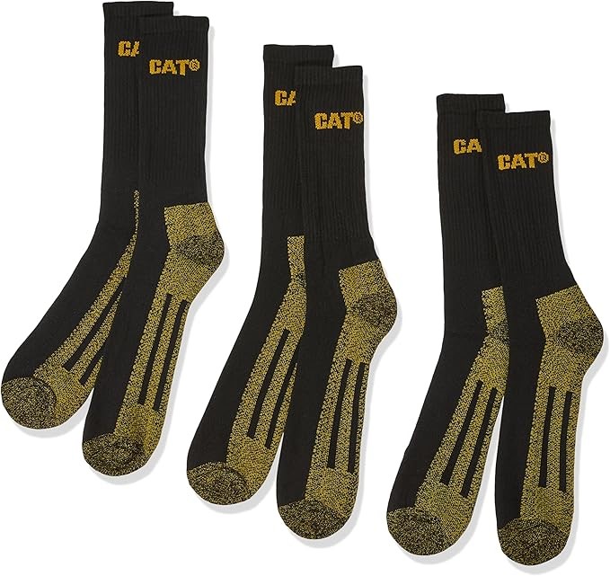 Caterpillar Essential Work Sock - 3 Pack, Black, Medium US UK6-11