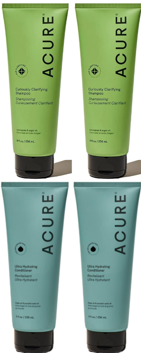 BUNDLE of ACURE Clarifying Lemongrass Shampoo, 236ml pack of 2 + ACURE Cond