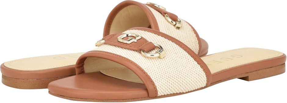 GUESS Women's Hammi Sandal, Medium Natural 102, 8 NB: has been tried on, no