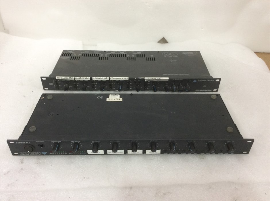Australian Monitor TX8201 And AMIS ZRM4 Audio Mixers (Lot of 2)
