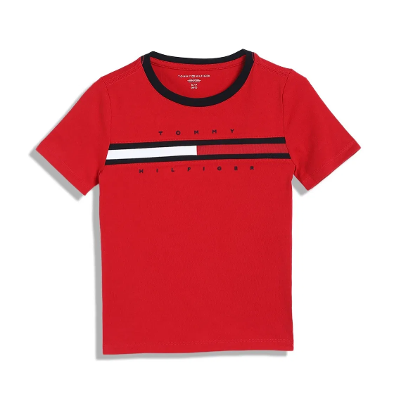 Tommy Hilfiger Kids Boys Short Sleeve Tino Core T-Shirt, Primary Red, Large