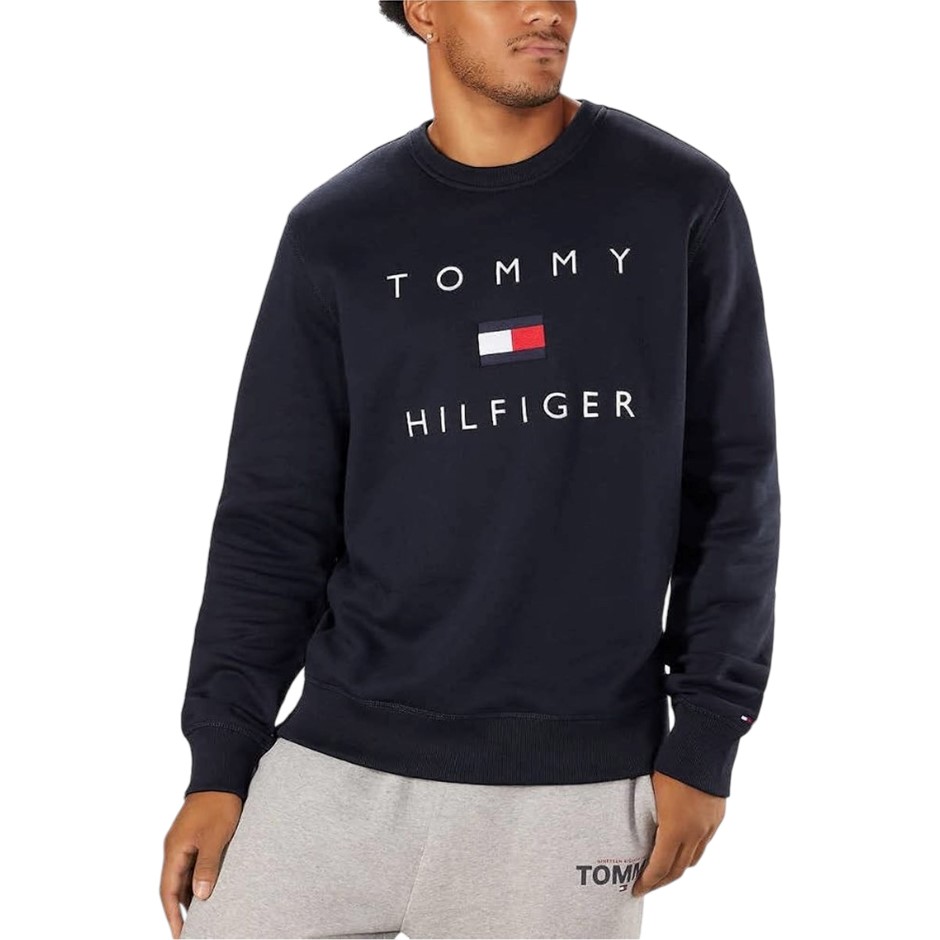 TOMMY HILFIGER Men's Homage Fleece Crew, Size S, 70% Cotton, Desert Sky (DW