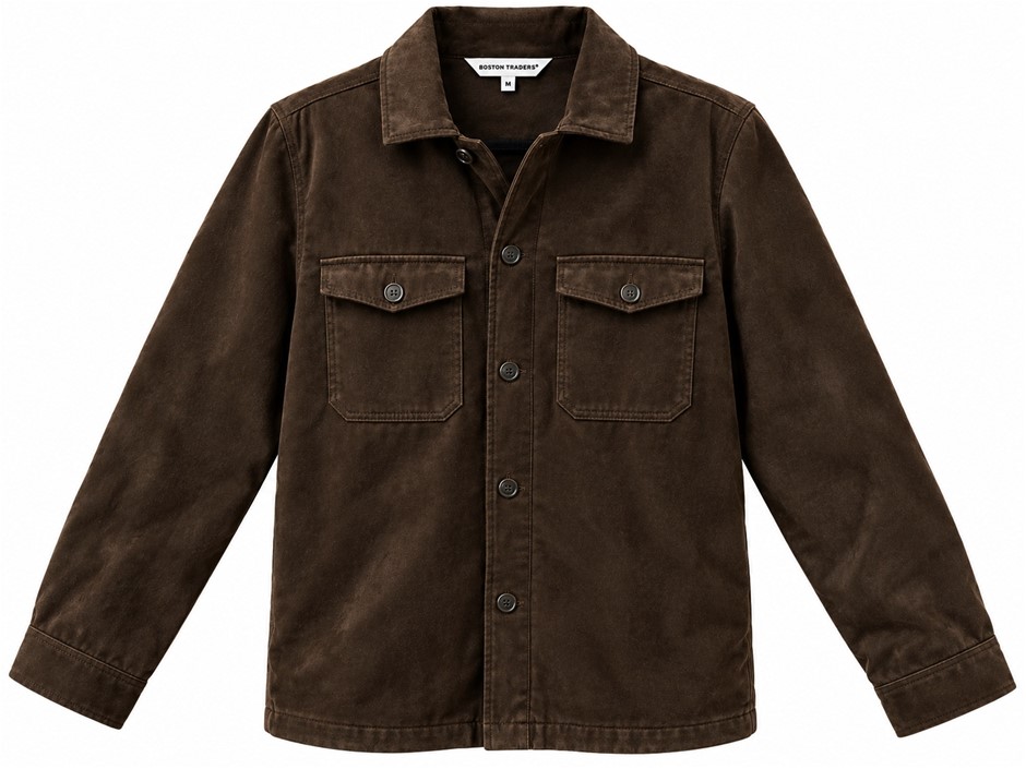 BOSTON TRADERS Men's Faux Suede Jacket, Size S, 100% Polyester, Dark Espres