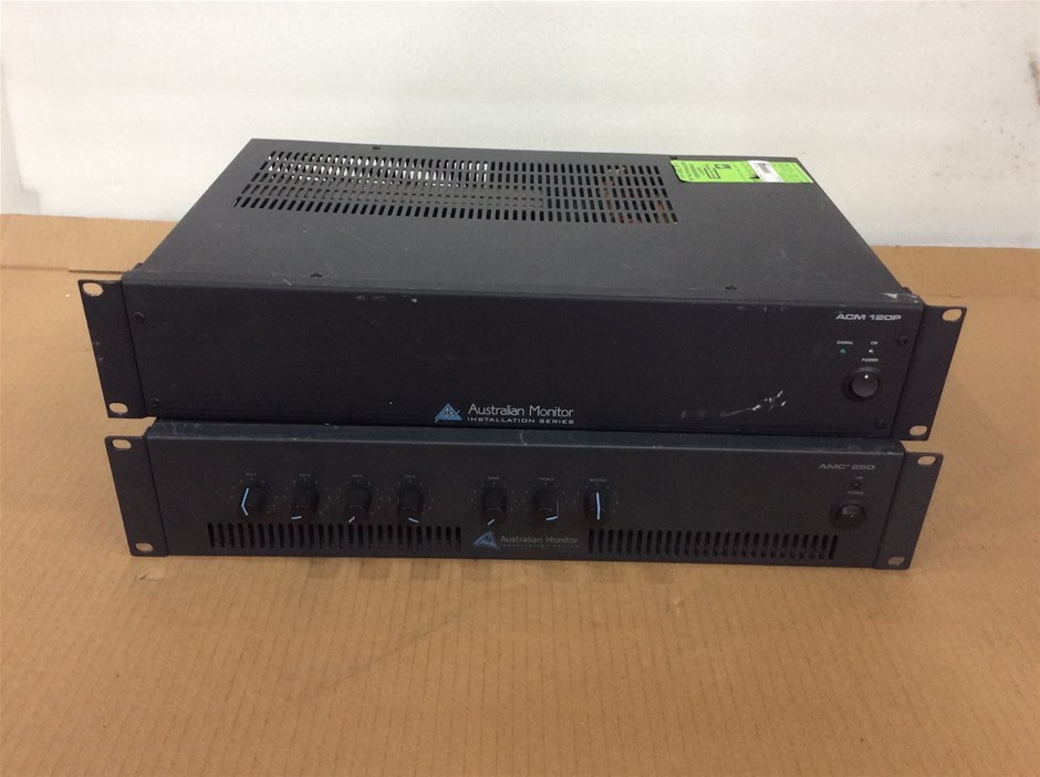 Australian Monitor ACM120P/AMC+250 Installation Series Amplifiers(Lot of 2)