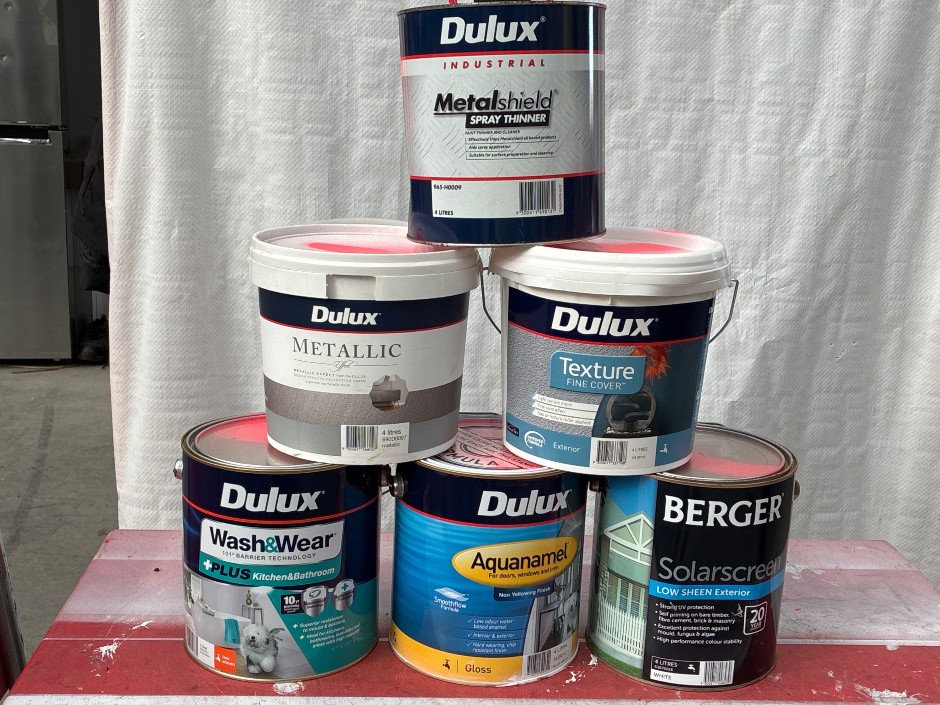 6 X Assorted 4L Dulux Professional Paint Tins