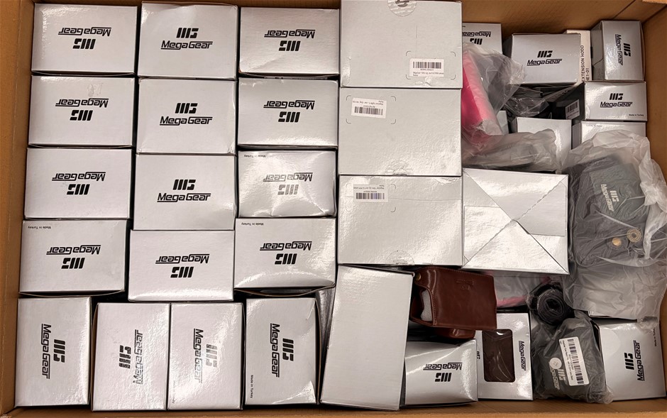 Approximately 50-65 x MEGA GEAR Camera Cases, Assorted Size And Colour.