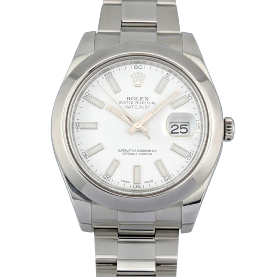 ROLEX DATEJUST II AUTO 41MM STAINLESS STEEL 116300 WHITE WXO COA