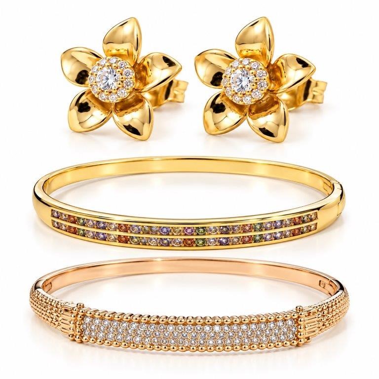 Jewelz Merchants Black Friday Special – Two Bangles & Flower Earrings Set
