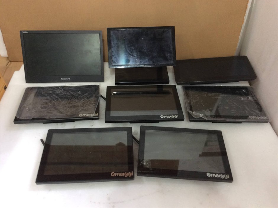 Assorted Lenovo Sony Omaggi LCD Monitors And Digital Displays (Lot of 8)