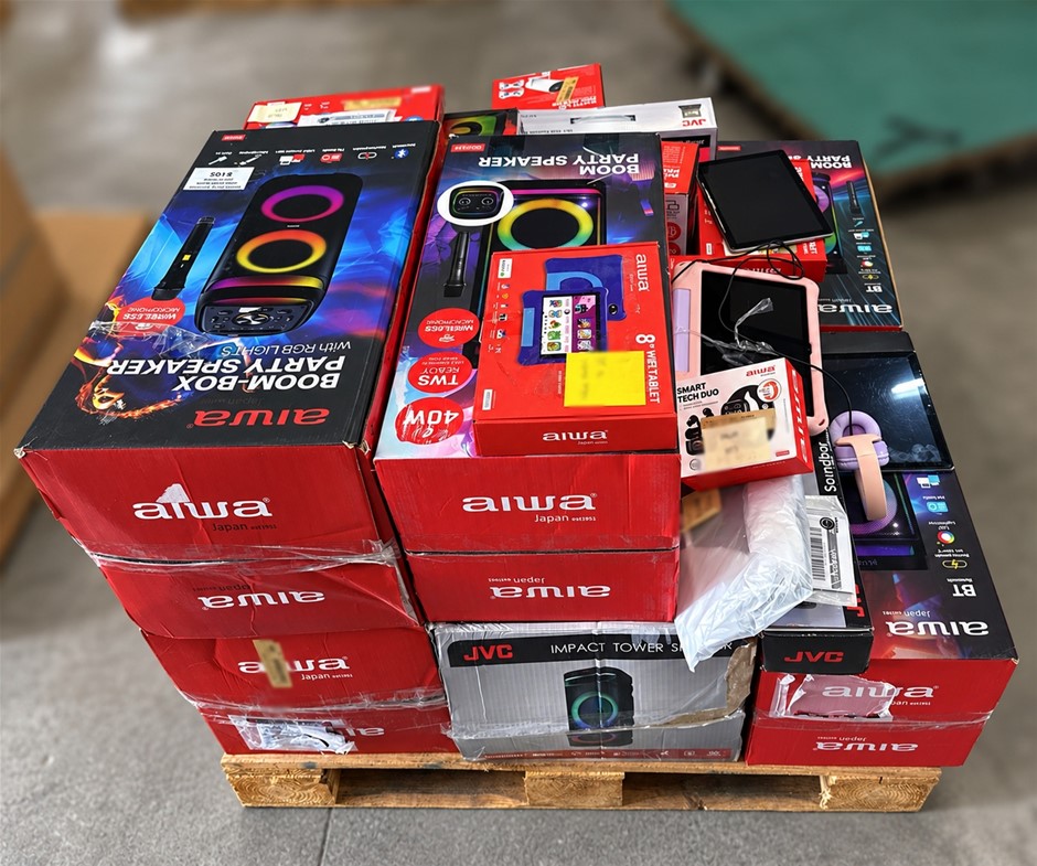 ASSORTED AIWA & JVC ELECTRONICS Boom Box Party Speakers, Wireless Microphon