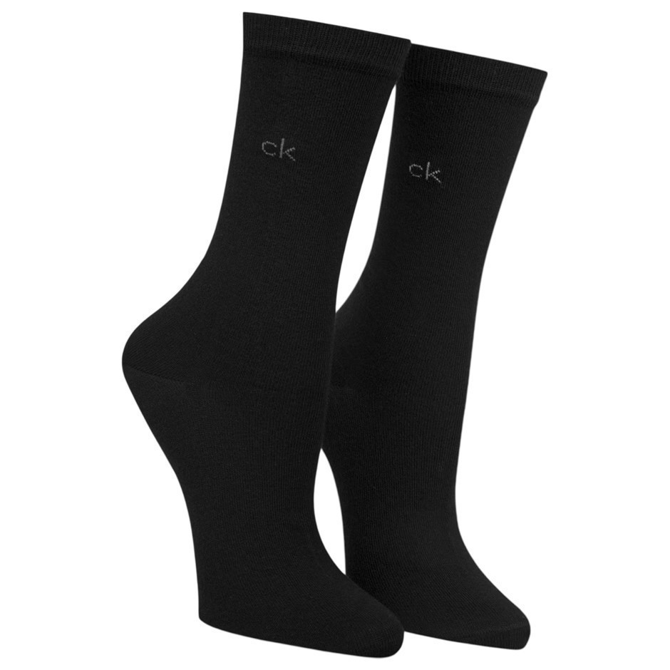 6 Pairs x CALVIN KLEIN Women's Combed Cotton Mid Crew Socks, One Size (EU 3