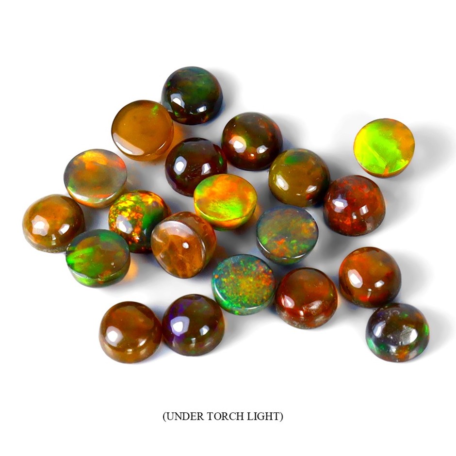4.28ct Round Cabochon Cut Play Of Color Black Opal Gemstones - 20Pcs