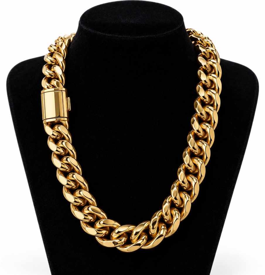 Jewelz Merchants Cuban Link Chain Necklace-Quality Guarantee-60cm-12mm