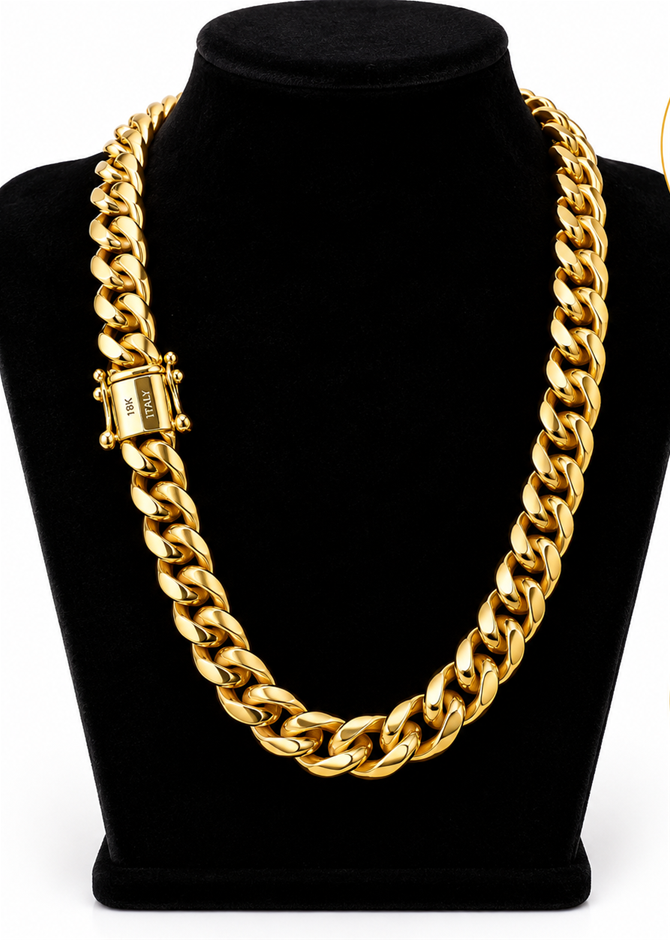 Jewelz Merchants Cuban Link Chain Necklace-Quality Guarantee-60cm-12mm