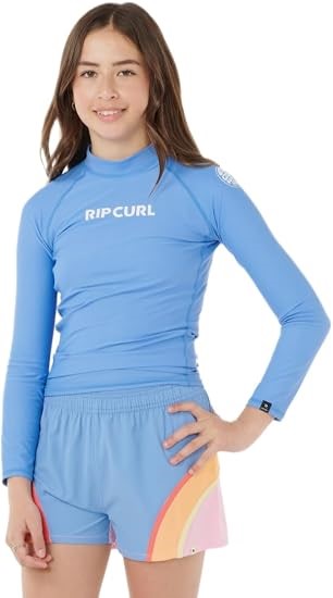 RIP CURL Girl's Classic Surf LS Rash Vest, Size 10, Washed Blue, 128GRV. RR