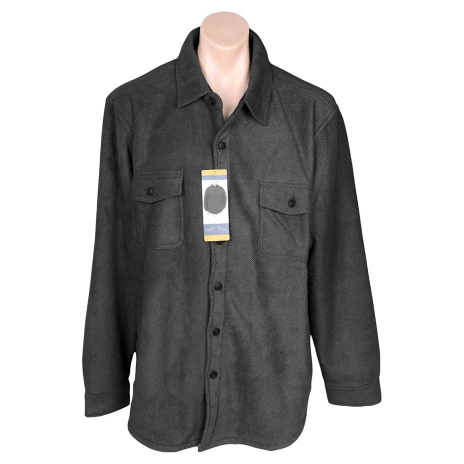 FREEDOM FOUNDRY Men's Plush Shirt Jacket, Size S, Black.
