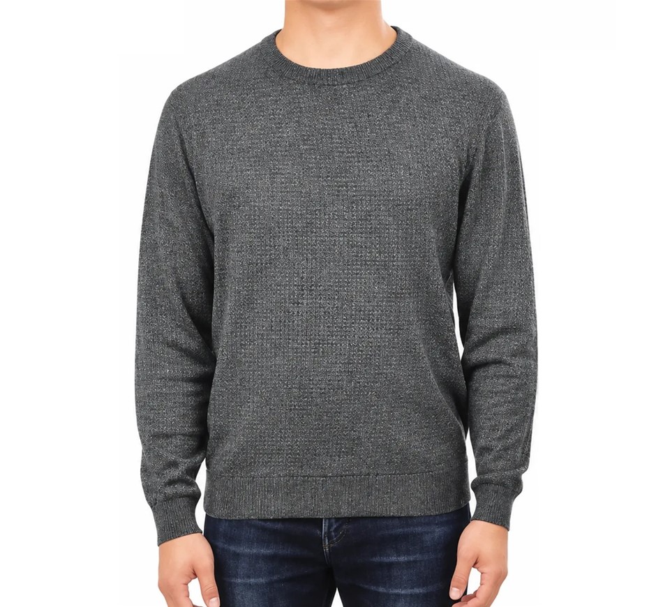 TRUE NORTH Men's Sweater, Size 2XL, 60% Cotton, Charcoal.