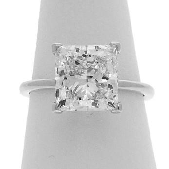 4.02ct Princess Cut Diamond Solitaire Ring Platinum IGI Certified
