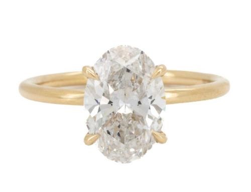 3.31ct Oval Brilliant Diamond Solitaire Ring 18K Yellow Gold IGI