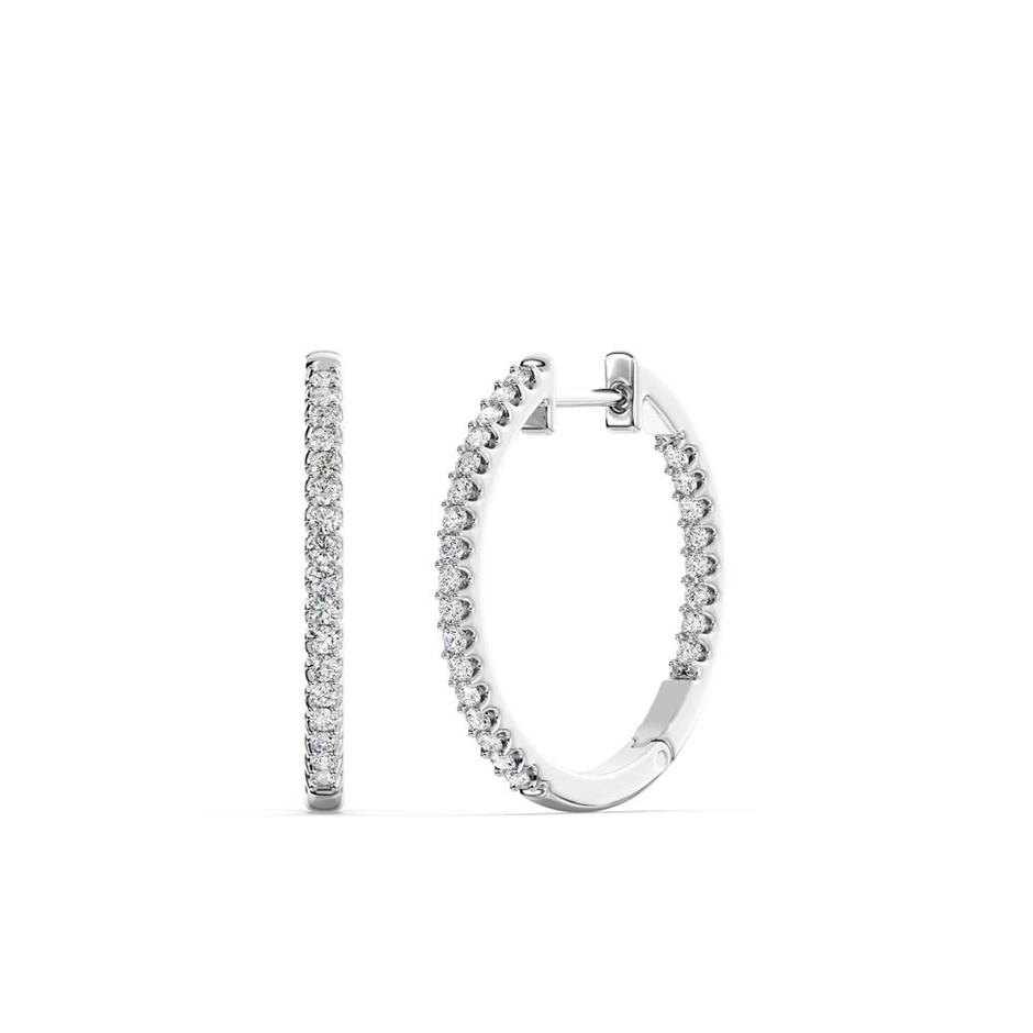 0.50ct 9K White Gold Lab Grown Diamond Hoop Earrings FG/VS