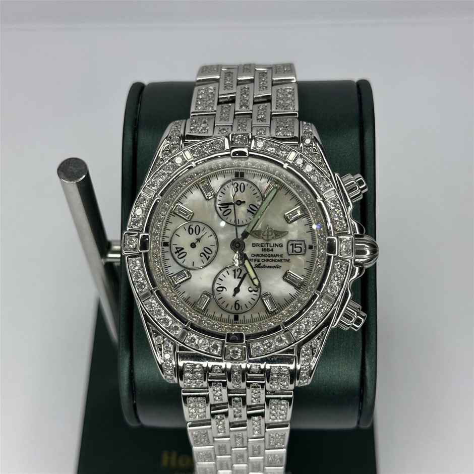 Breitling Chronograph w/ Aftermarket Natural Diamonds Ref: A13358