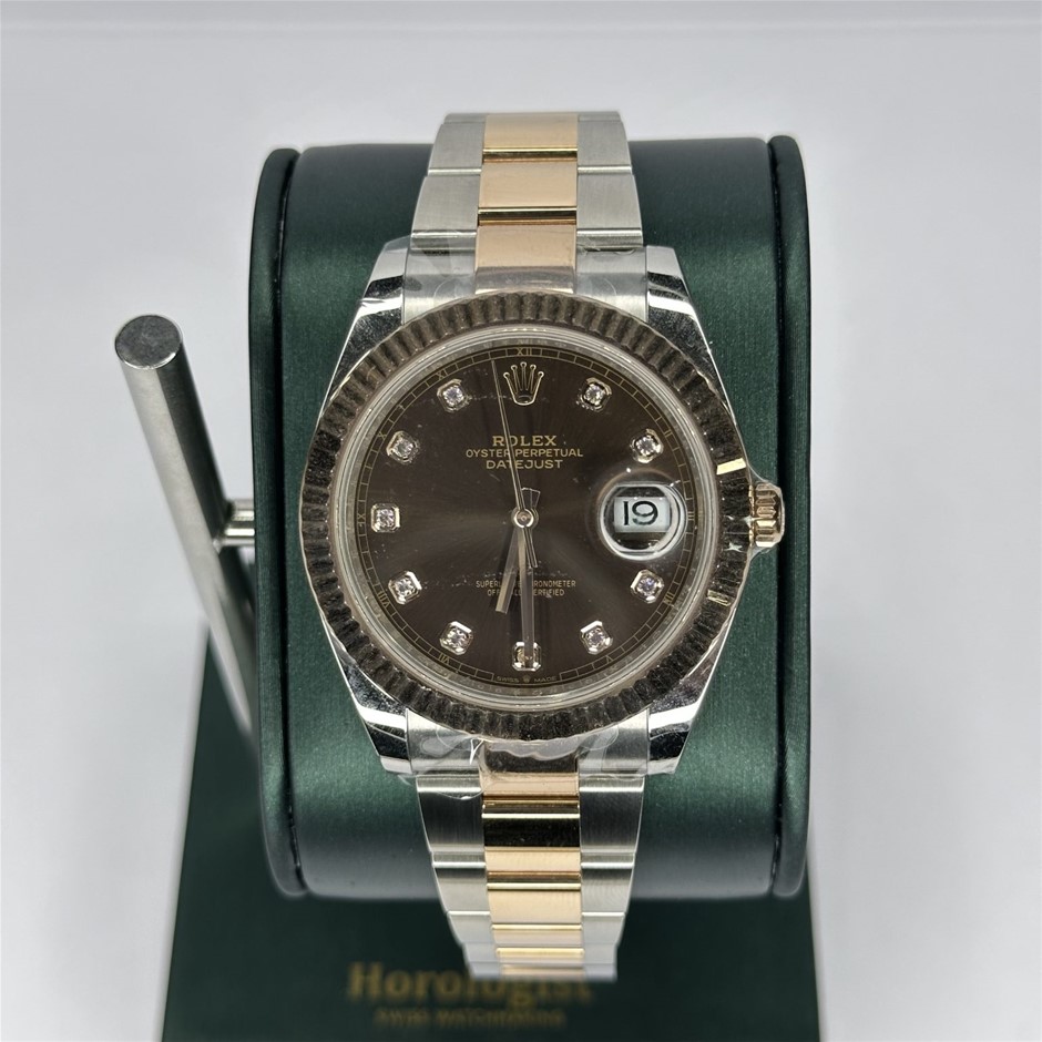 Rolex Date Just 41 Fluted on Oyster Rose Diamond Dial 2023 Ref: 126331