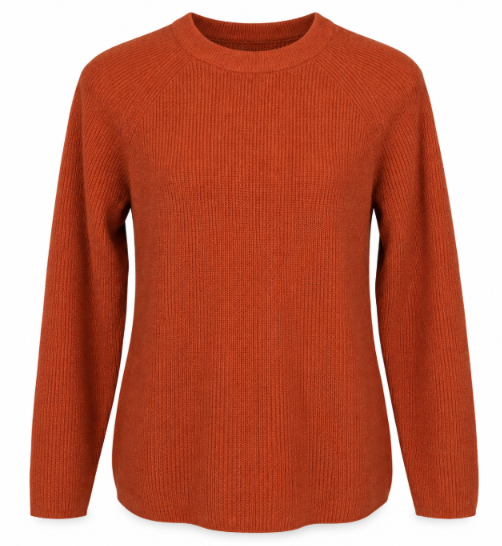 MATTY M Women's Rib Sweater, Size S, 60% Cotton, Root Beer.