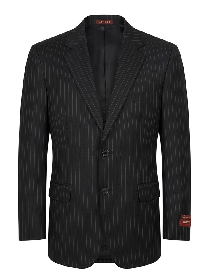 GOTTI Men's Single Breasted Pinstripe Suit Jacket, Size 42R, Wool 100's, Bl