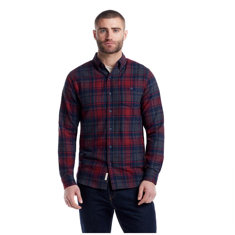 WEATHERPROOF Men's Flannel Shirt, Size L, 60% Cotton, Deep Red.  Buyers Not