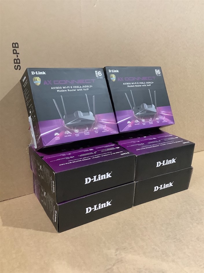 D-Link DSL-X1852E AX1800 Wi-Fi 6 VDSL2/ADSL2+ VoIP Modem Router (Lot of 6)